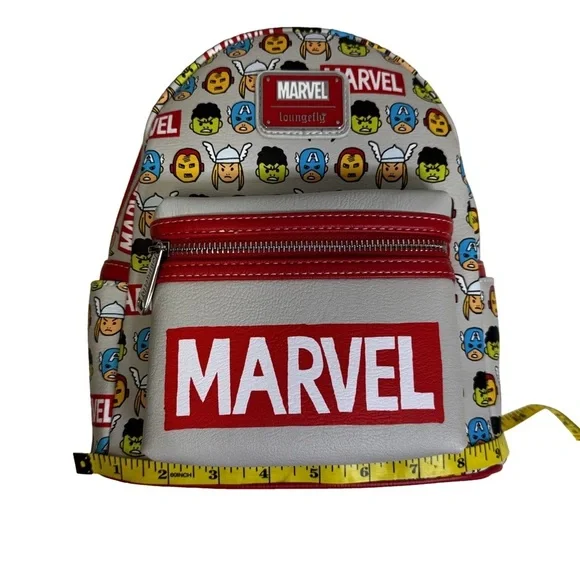 Loungefly Disney Parks Marvel Backpack 2024 Red and Gray Chibi Design Logo NWT - Picture 7 of 12